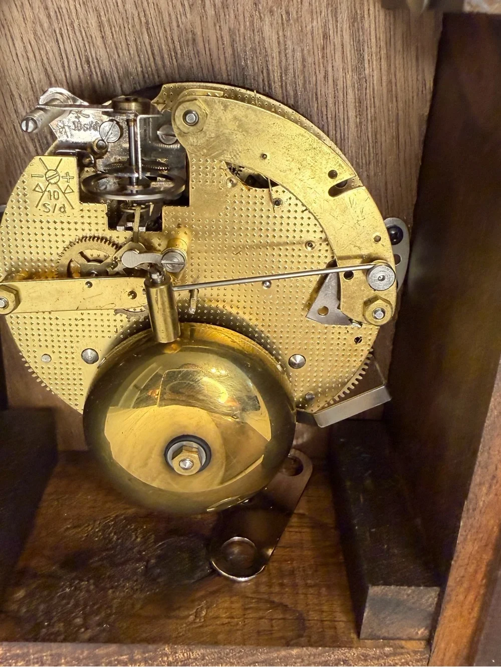 1974 New England Clock Co Franz Hermle Mantel Clock Mechanical Chime Working